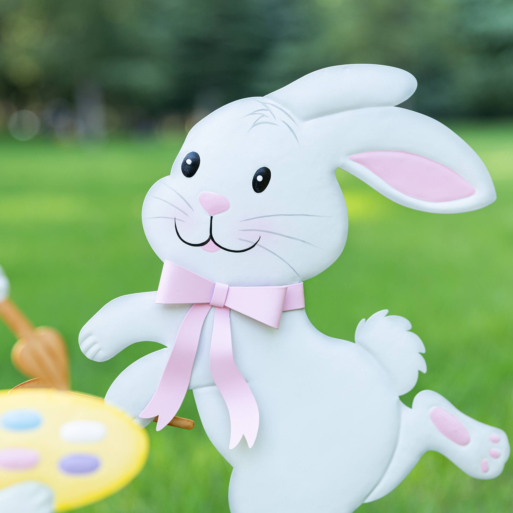Glitzhome® Set of 2 Easter Metal Bunny Painter Yard Stake